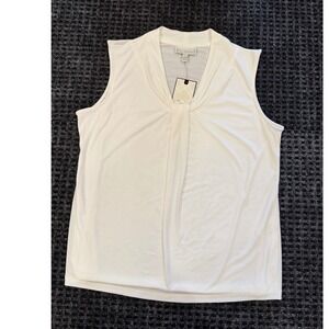 NEW Dana Buchman Womens White Sleeveless Twist Neck‎ Blouse Top Plus Sz XL